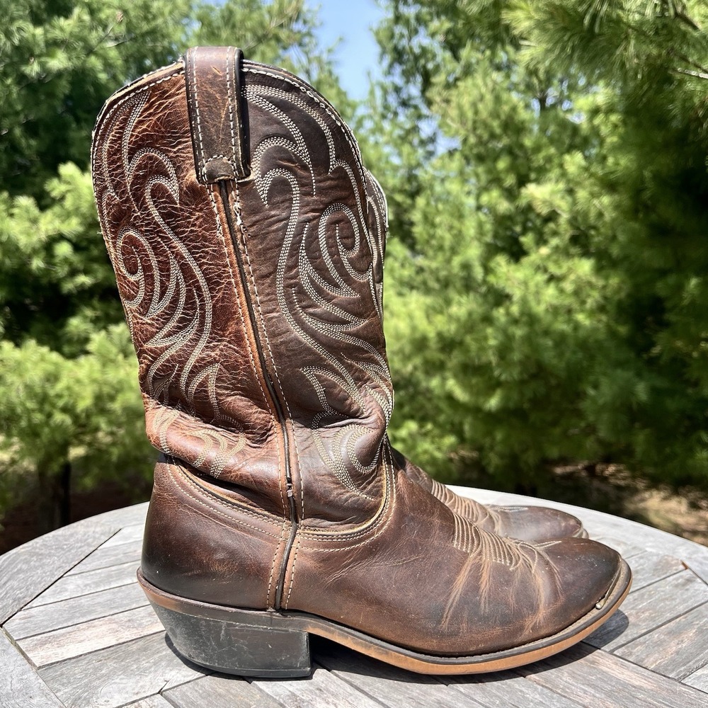 Vintage Laredo Cowboy Boots Mens Sz 9D Brown Leather Western Distressed 5614